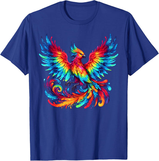 Cool Phoenix Graphic Spirit Animal Illustration Tie Dye Art T-Shirt - T-Shirt | Royal