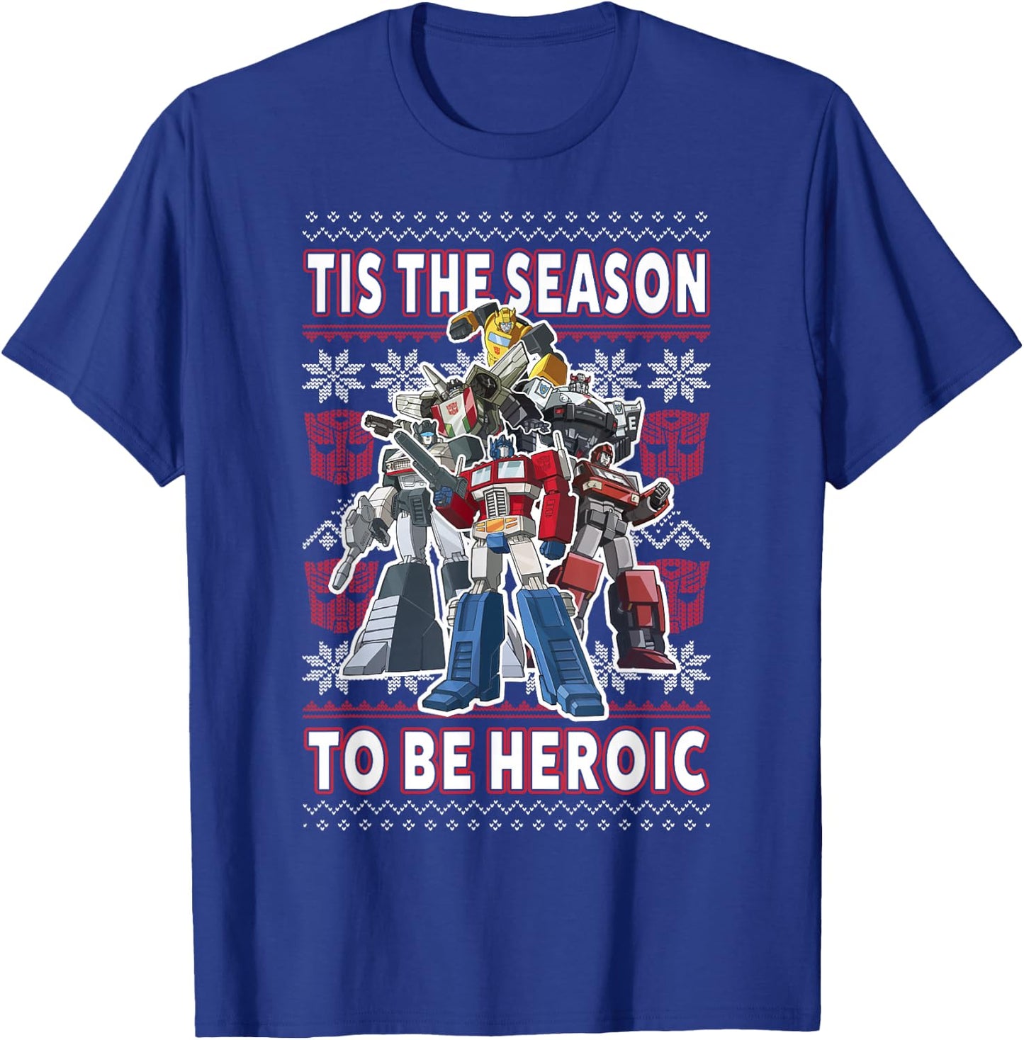Transformers Christmas Autobots Heroic Season Ugly Sweater T-Shirt - T-Shirt | Royal