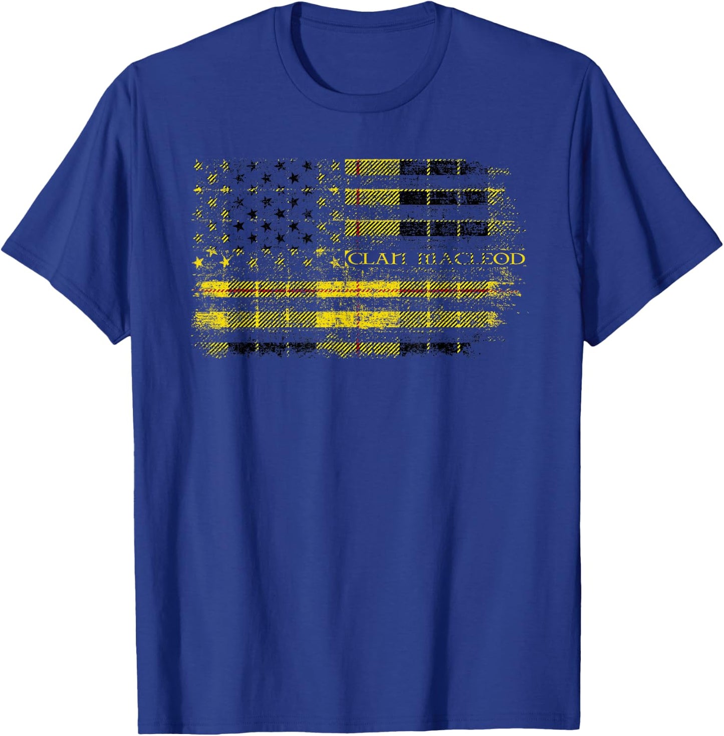 Clan MacLeod of Lewis Scottish tartan US flag kilt Scotland T-Shirt - T-Shirt | Royal