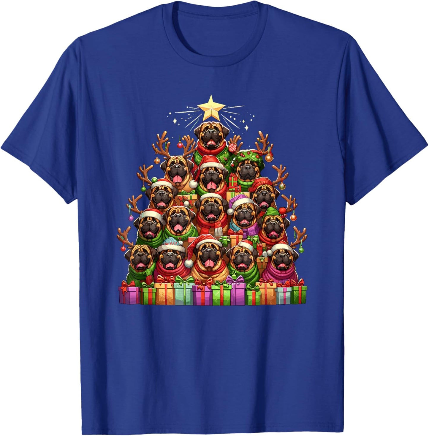 Christmas Tree English Mastiff T-Shirt - T-Shirt | Royal