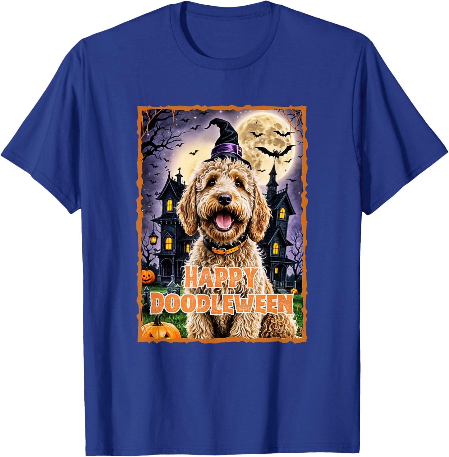 Happy Doodleween Halloween Goldendoodle Labradoodle Spooky T-Shirt - T-Shirt | Royal