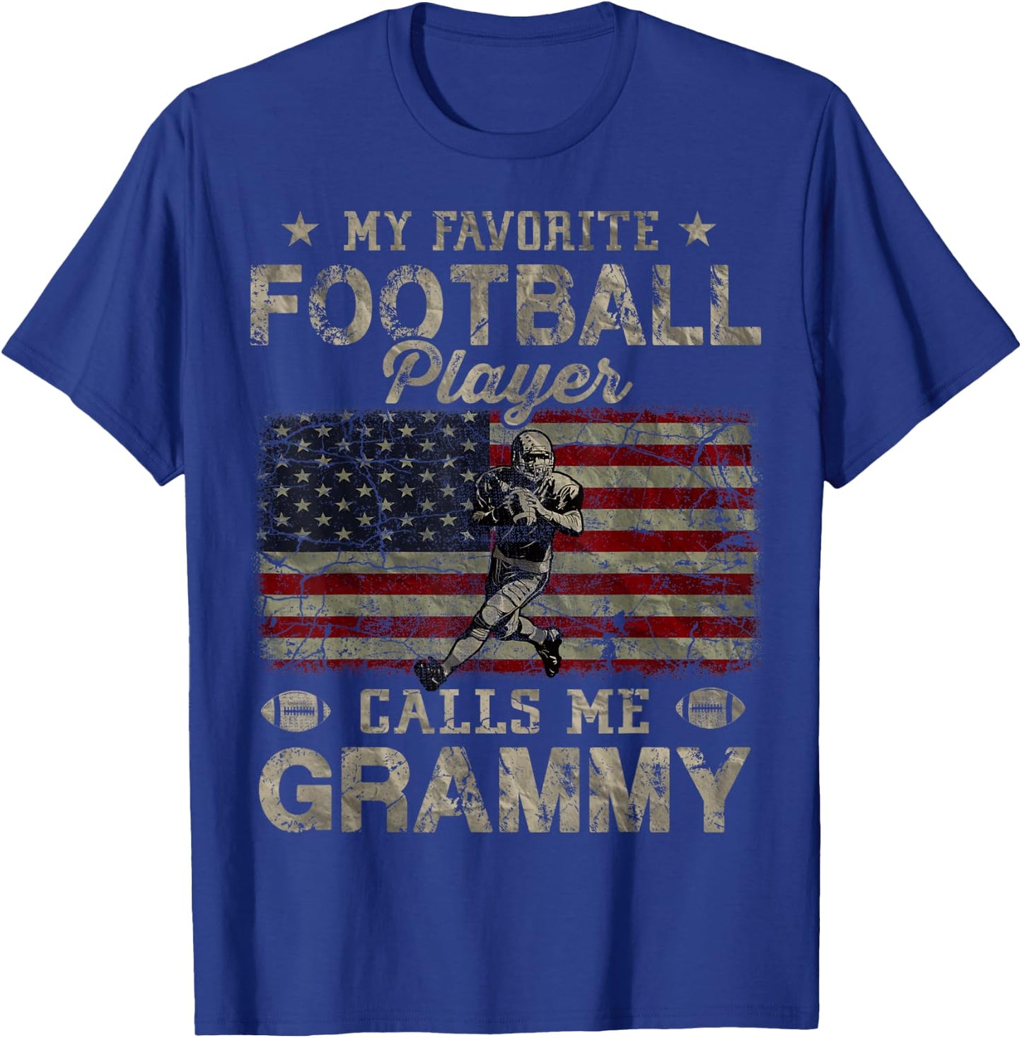 My Favorite Football Player Calls Me Grammy Mother's Day T-Shirt - T-Shirt | Royal