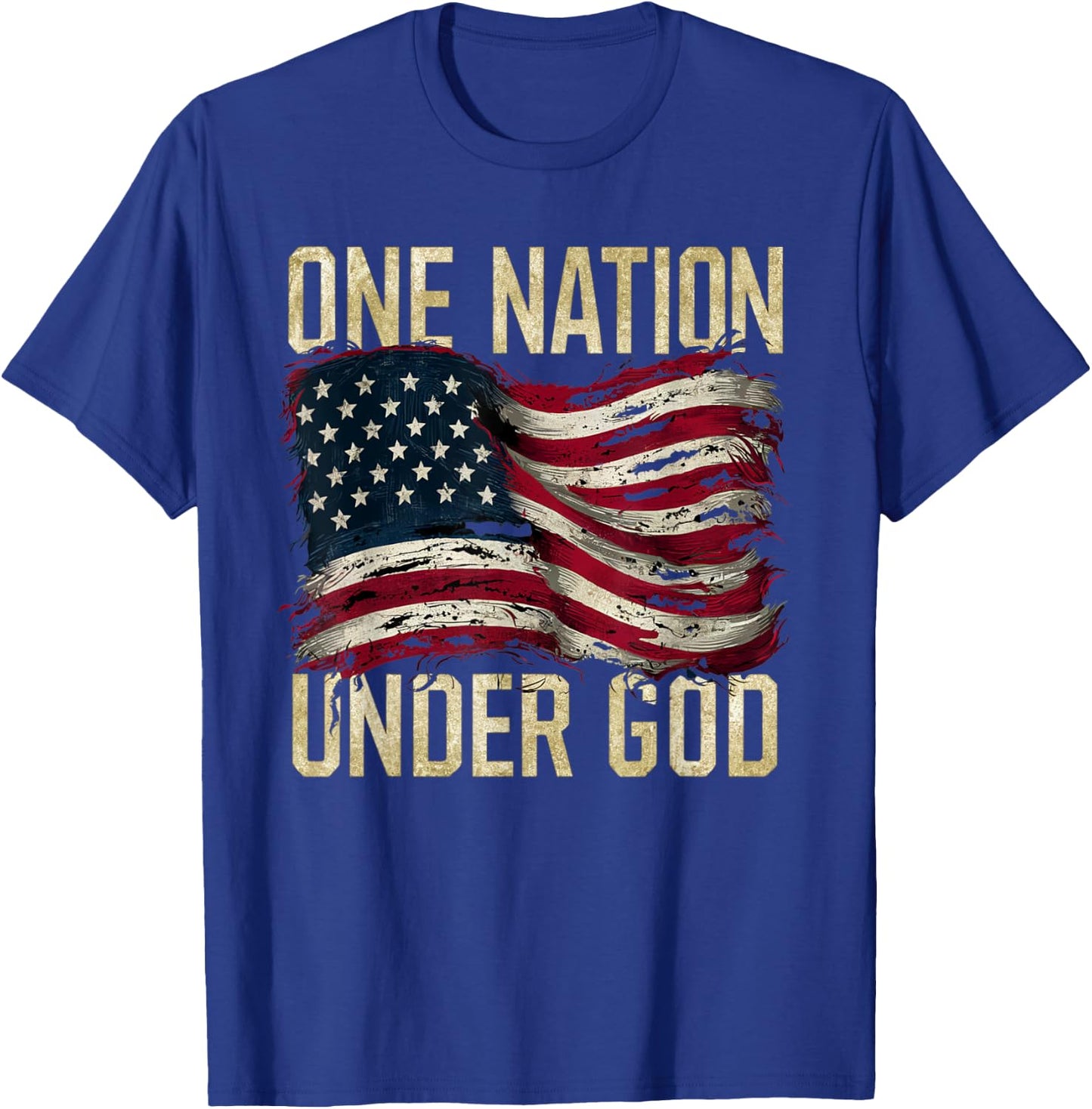 Patriotic One Nation Under God American Flag Design Men T-Shirt - T-Shirt | Royal