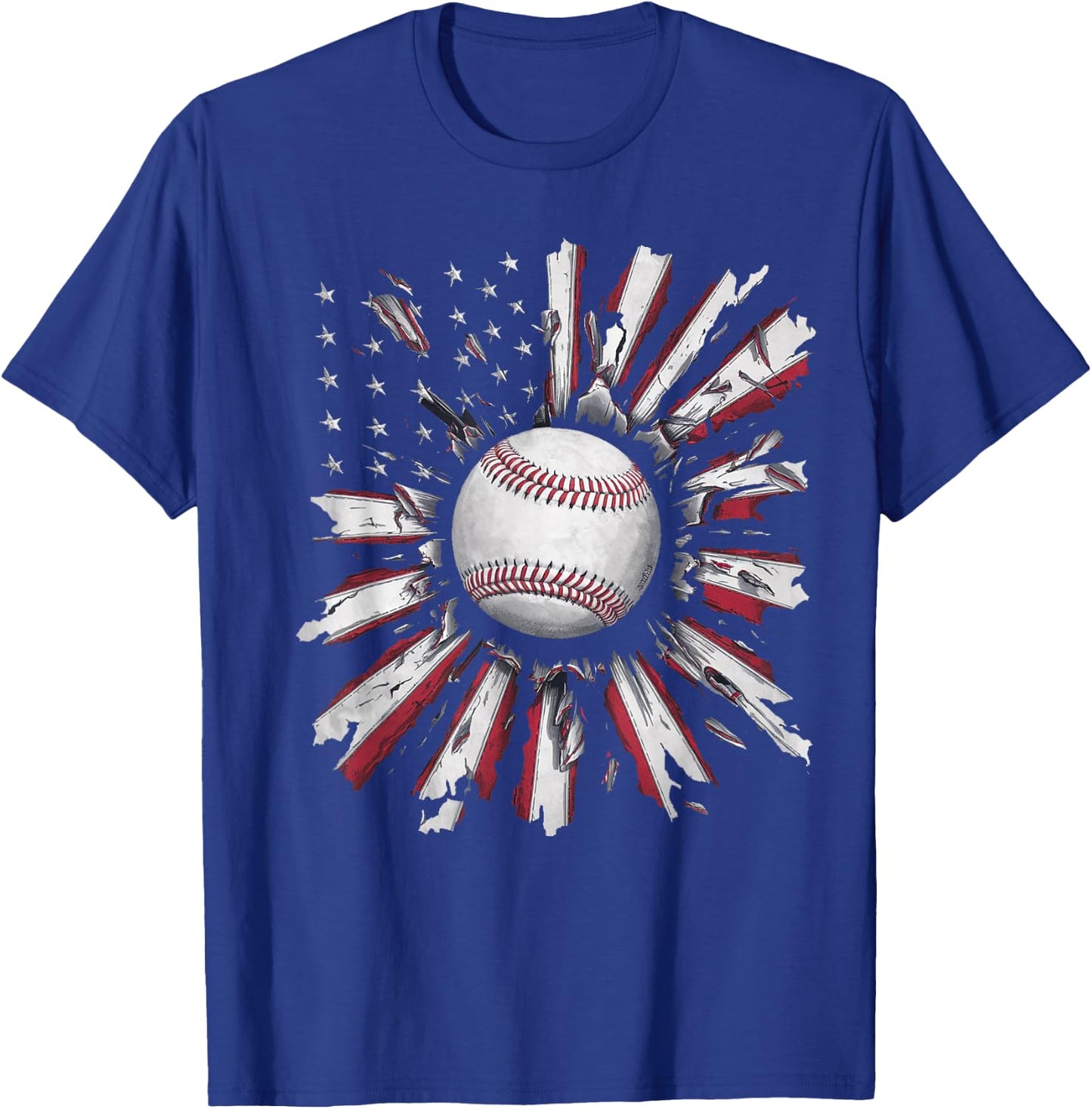 American Flag Baseball Player Bat Fan Catcher Pitcher USA T-Shirt - T-Shirt | Royal
