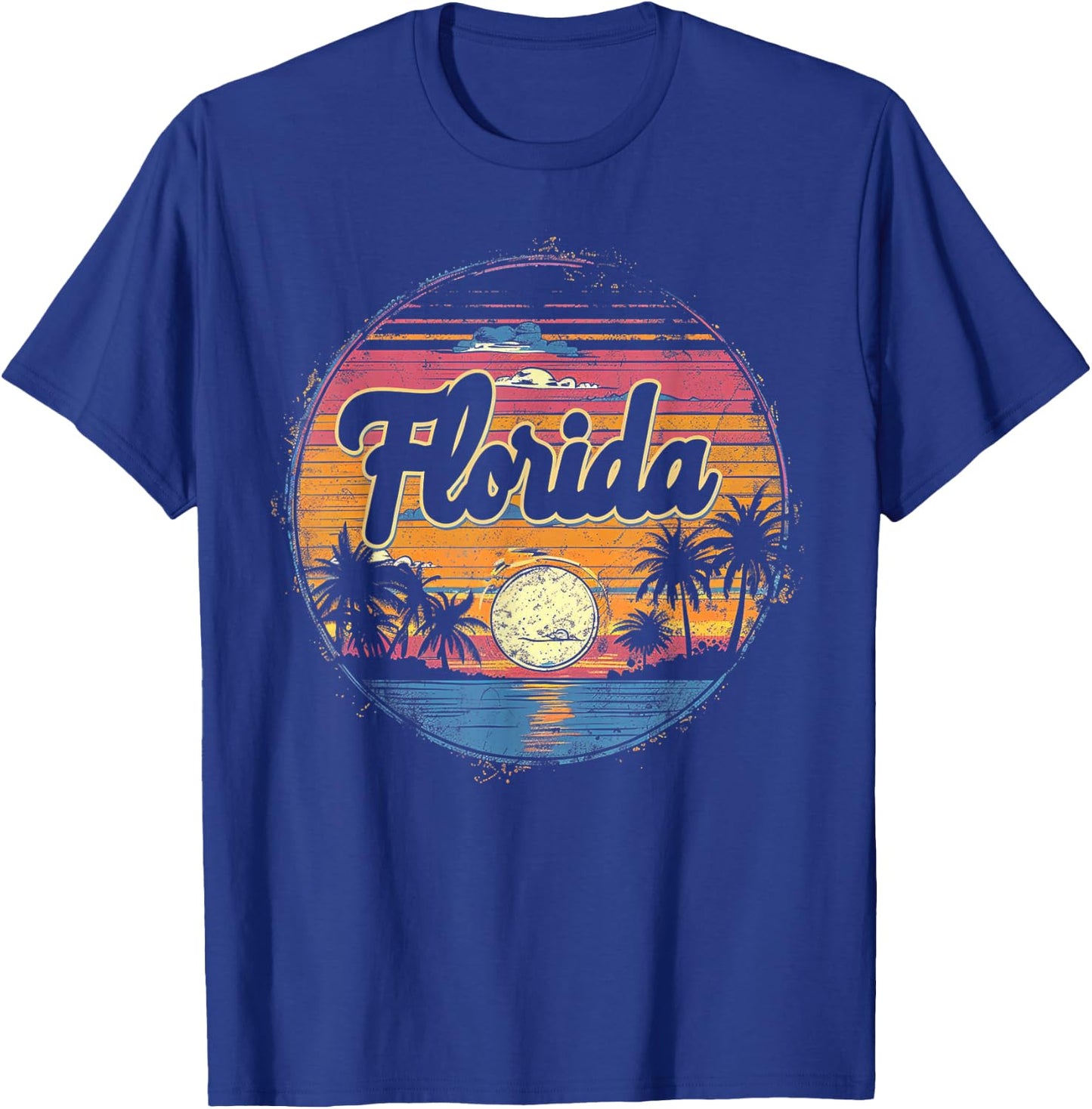 Florida - Cool Funny Vintage Men Women Retro Beach Palm Tree T-Shirt - T-Shirt | Royal