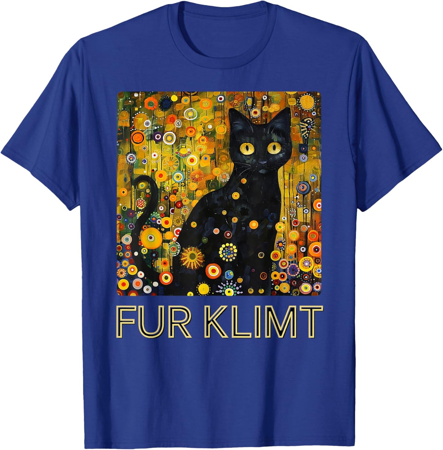Black Cat in Klimt Painting, Cat Lover, Artist Art Student T-Shirt - T-Shirt | Royal