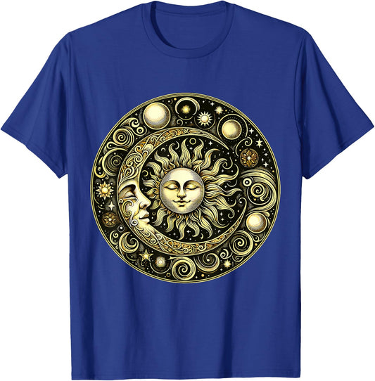 Celestial Moon and Sun T-Shirt - T-Shirt | Royal