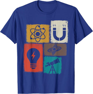 Physicist Vintage Collage Physics T-Shirt - T-Shirt | Royal