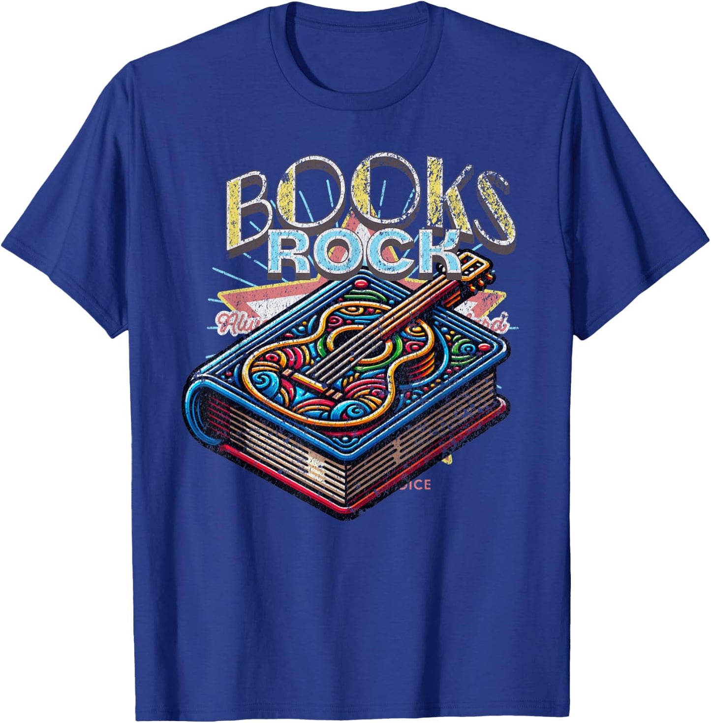 Books Rock Rock'n Roll Science Of Reading Teachers Guitar T-Shirt - T-Shirt | Royal