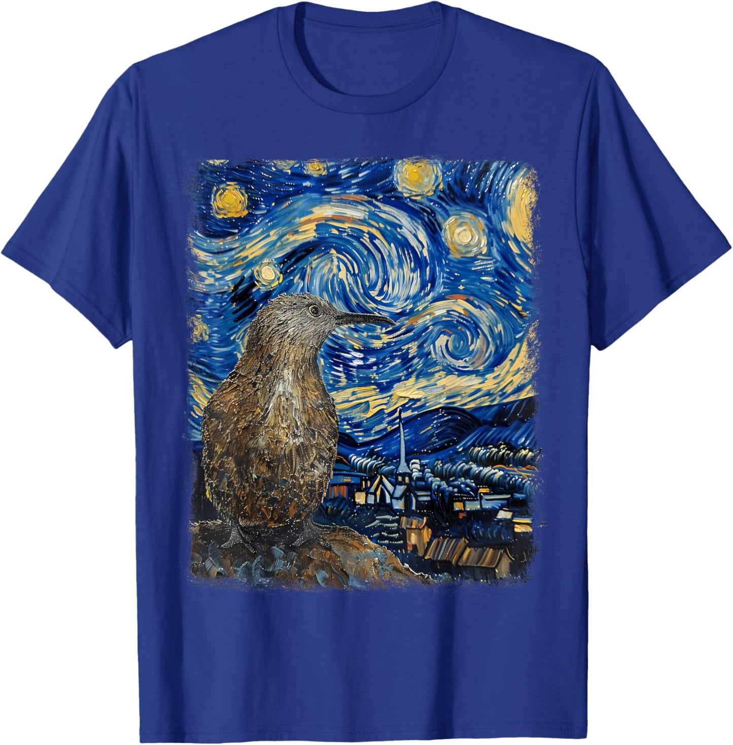 Kiwi Bird New Zealand Starry Night Painting T-Shirt - T-Shirt | Royal