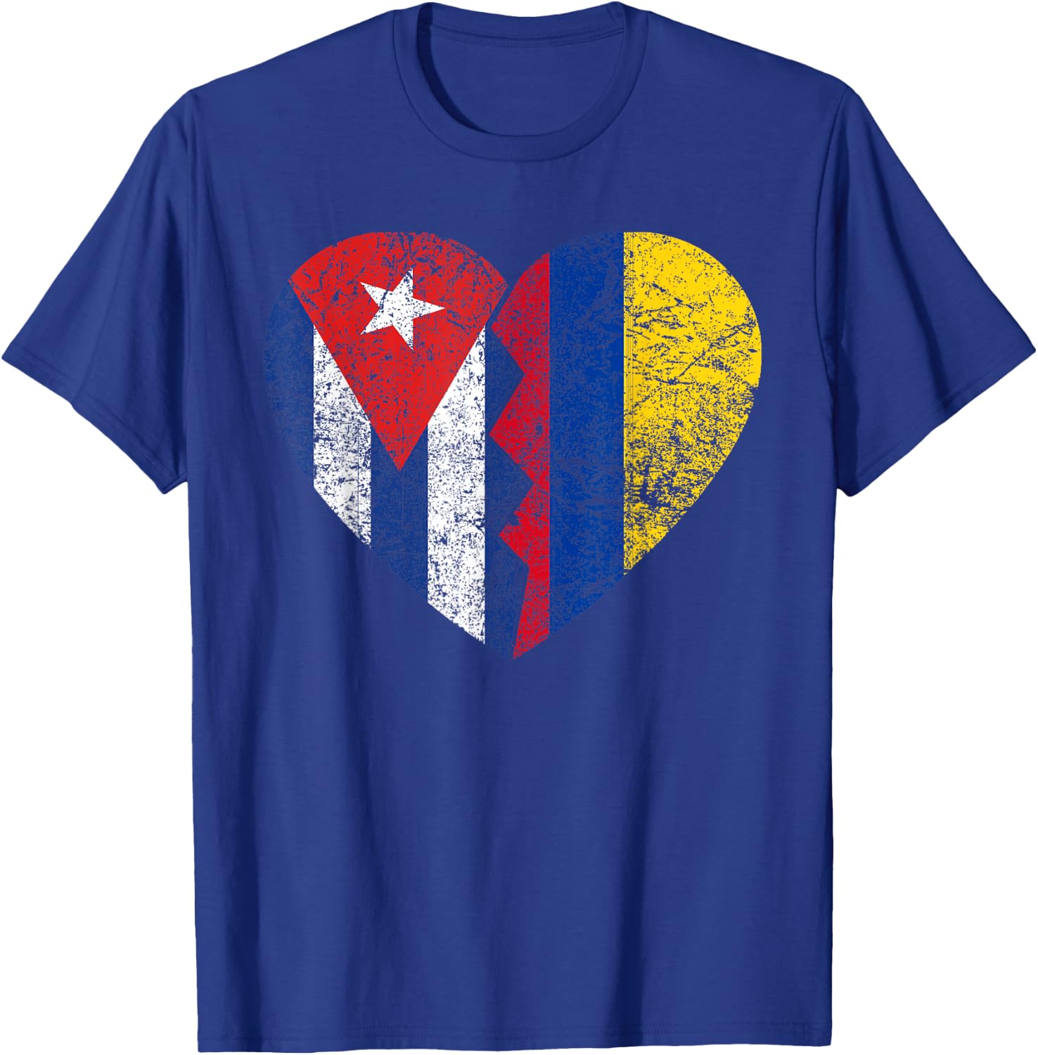 Colombian Cuban Flags Heart | Cuba Colombia Roots Vintage T-Shirt - T-Shirt | Royal