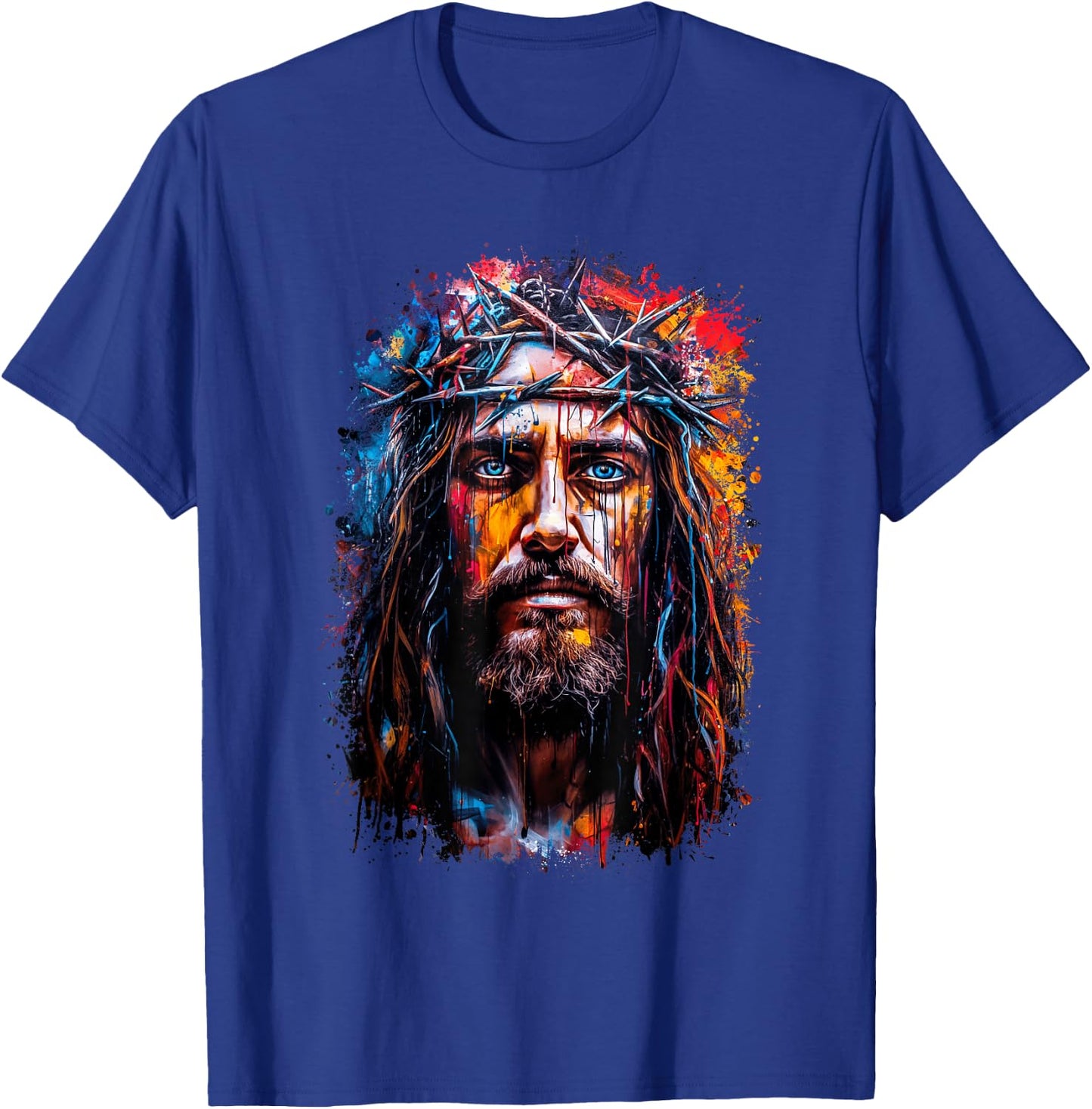 Graffiti-Style Portrait: Jesus Christ Crowned with Thorns T-Shirt - T-Shirt | Royal