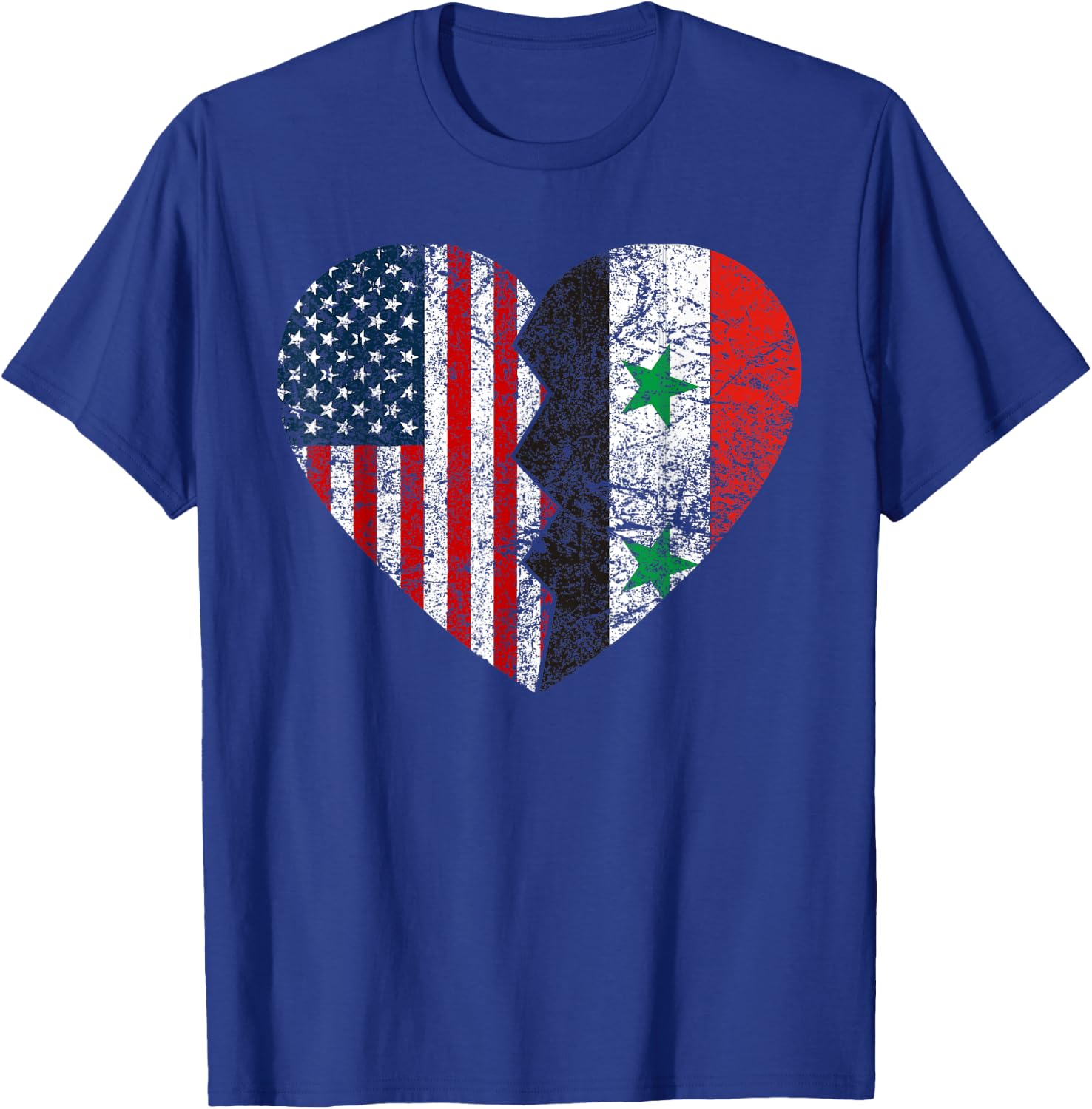 Syrian American Flags Heart | United States Syria Roots Women Kids Men T-Shirt - T-Shirt | Royal