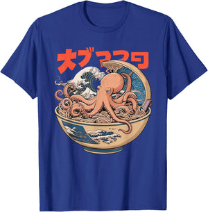 Octopus Ramen Bowl Aesthetic Japanese Culture Tokyo asian T-Shirt - T-Shirt | Royal