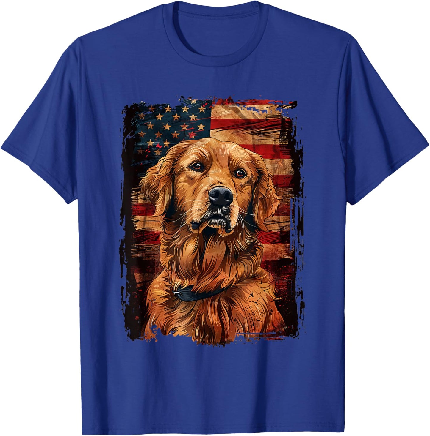 Golden Retriever American Flag T-Shirt - T-Shirt | Royal