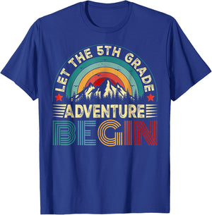 Let The 5th Grade Adventure Begin, Fifth Grade Teachers Kids T-Shirt - T-Shirt | Royal