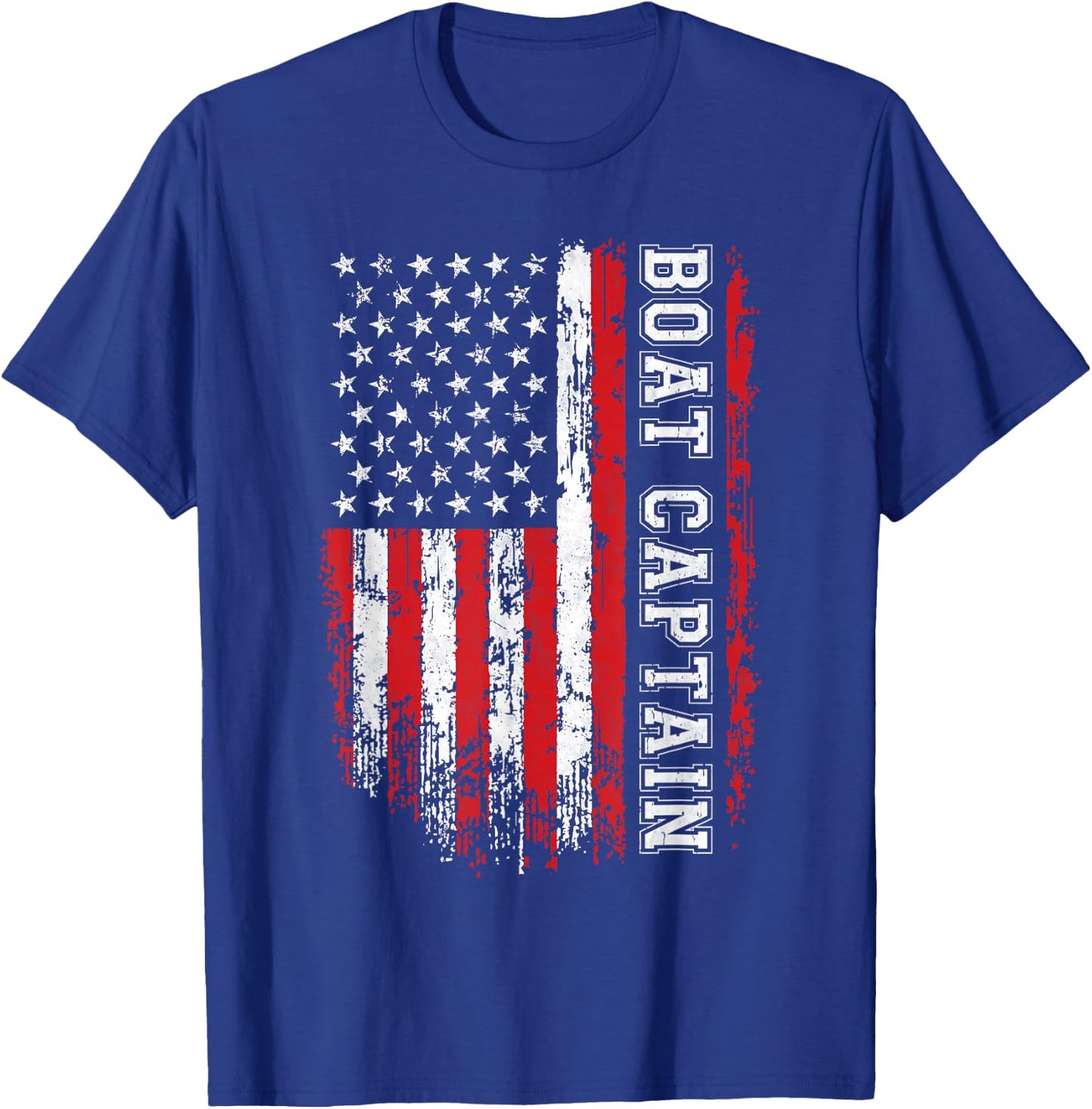 Boat Captain American Flag Boating T-Shirt - T-Shirt | Royal