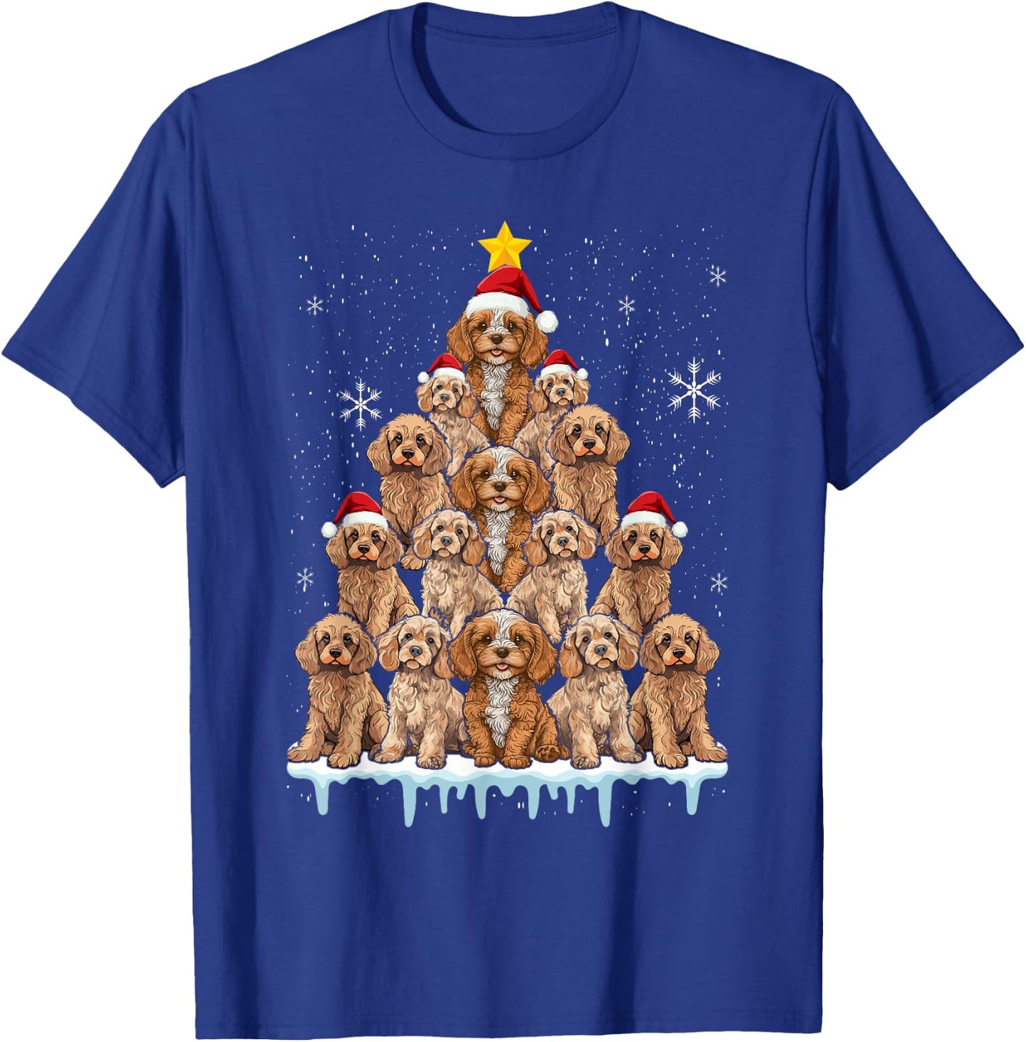 Christmas Tree Santa Cavapoo Christmas Lights Santa Cavapoo T-Shirt - T-Shirt | Royal