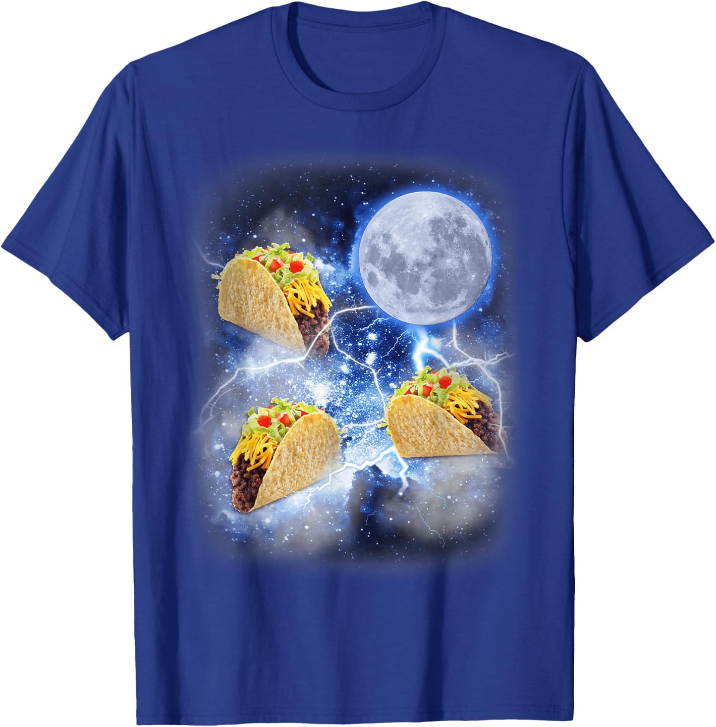 Three Taco Moon - Funny 3 Tacos Howling Meme Weird Cursed T-Shirt - T-Shirt | Royal