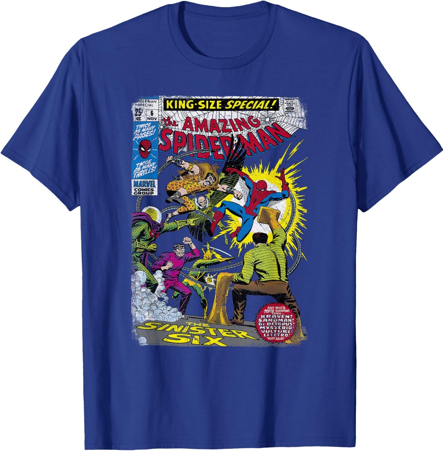 Marvel Spider-Man Sinister Six Villains Comic Cover Small T-Shirt - T-Shirt | Royal