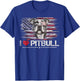 Vintage USA Flag I Love My Pitbull Dog Heart, Pittie Lover Kids Men T-Shirt - T-Shirt | Royal