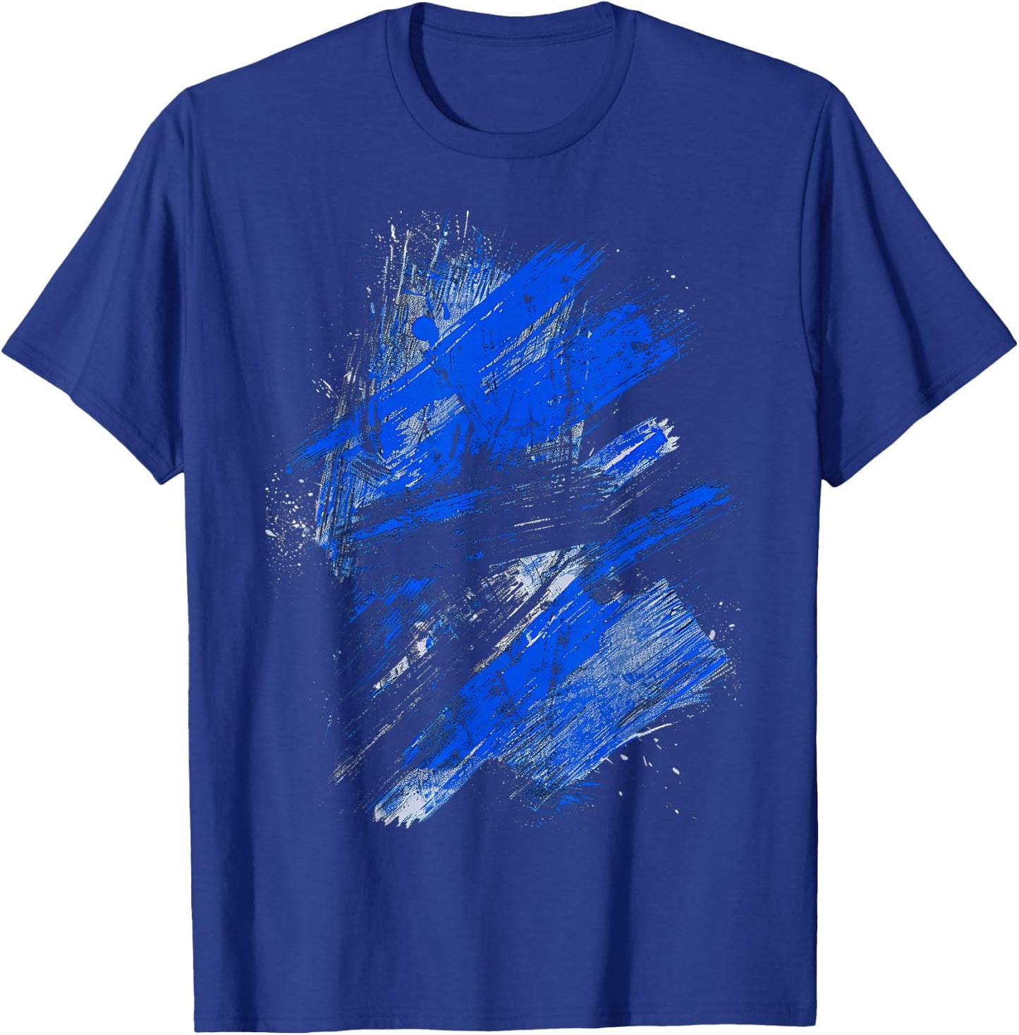 Blue And Black Artistic Splash Graphic T-Shirt - T-Shirt | Royal