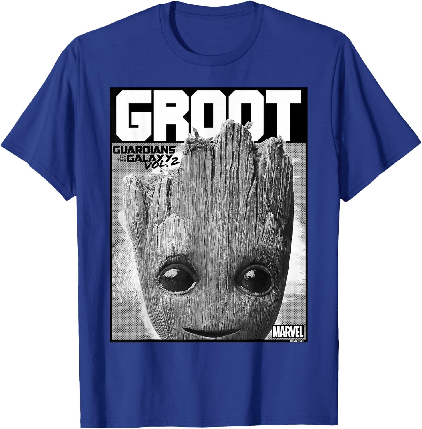 Marvel Guardians of The Galaxy Vol 2 Big Face Groot Poster T-Shirt - T-Shirt | Royal