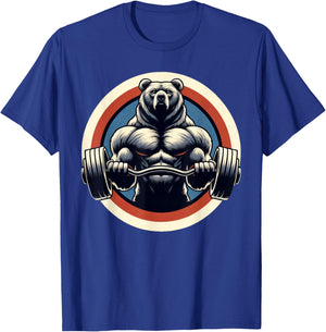 Bear Powerlifting Weightlifting Gym Workout T-Shirt - T-Shirt | Royal