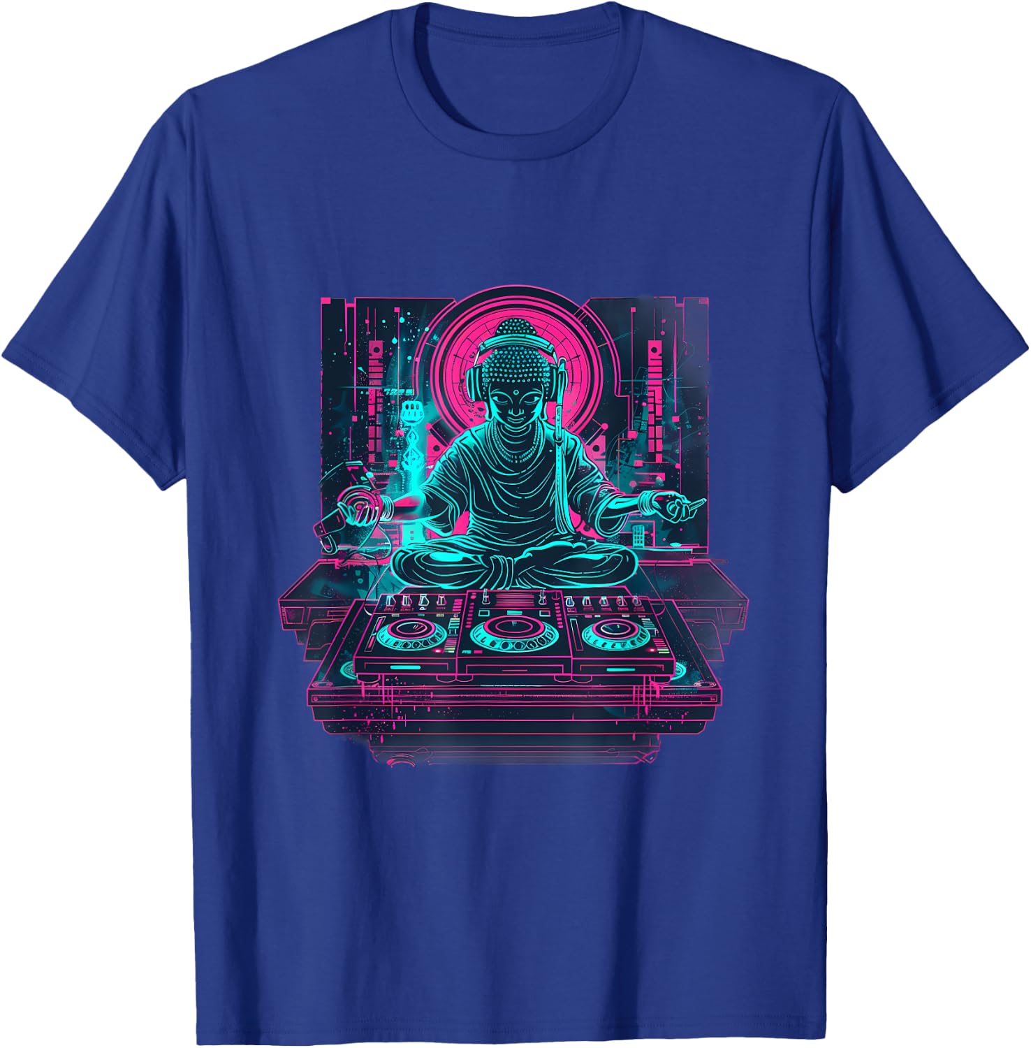 Buddha DJ House Meditation Buddhism Turntable DJ Buddha T-Shirt - T-Shirt | Royal