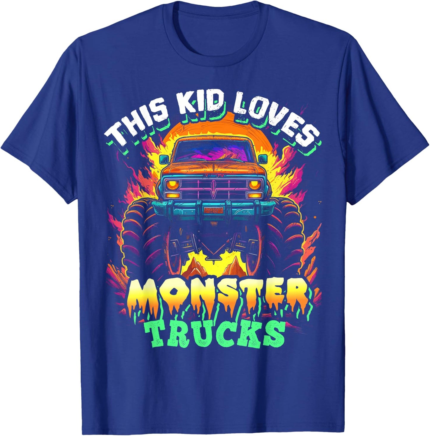 Monster Truck for Toddlers, Kids Monster Truck Vintage Retro T-Shirt - T-Shirt | Royal