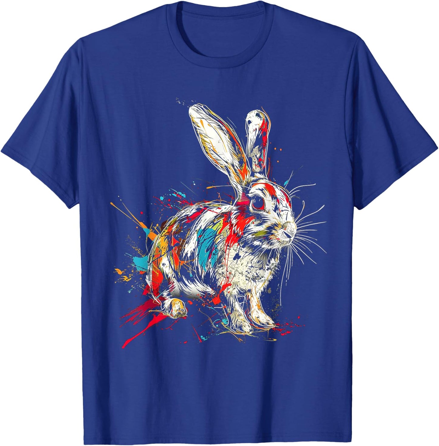 Rabbit Colorful Animal Graphic Art Rabbit T-Shirt - T-Shirt | Royal