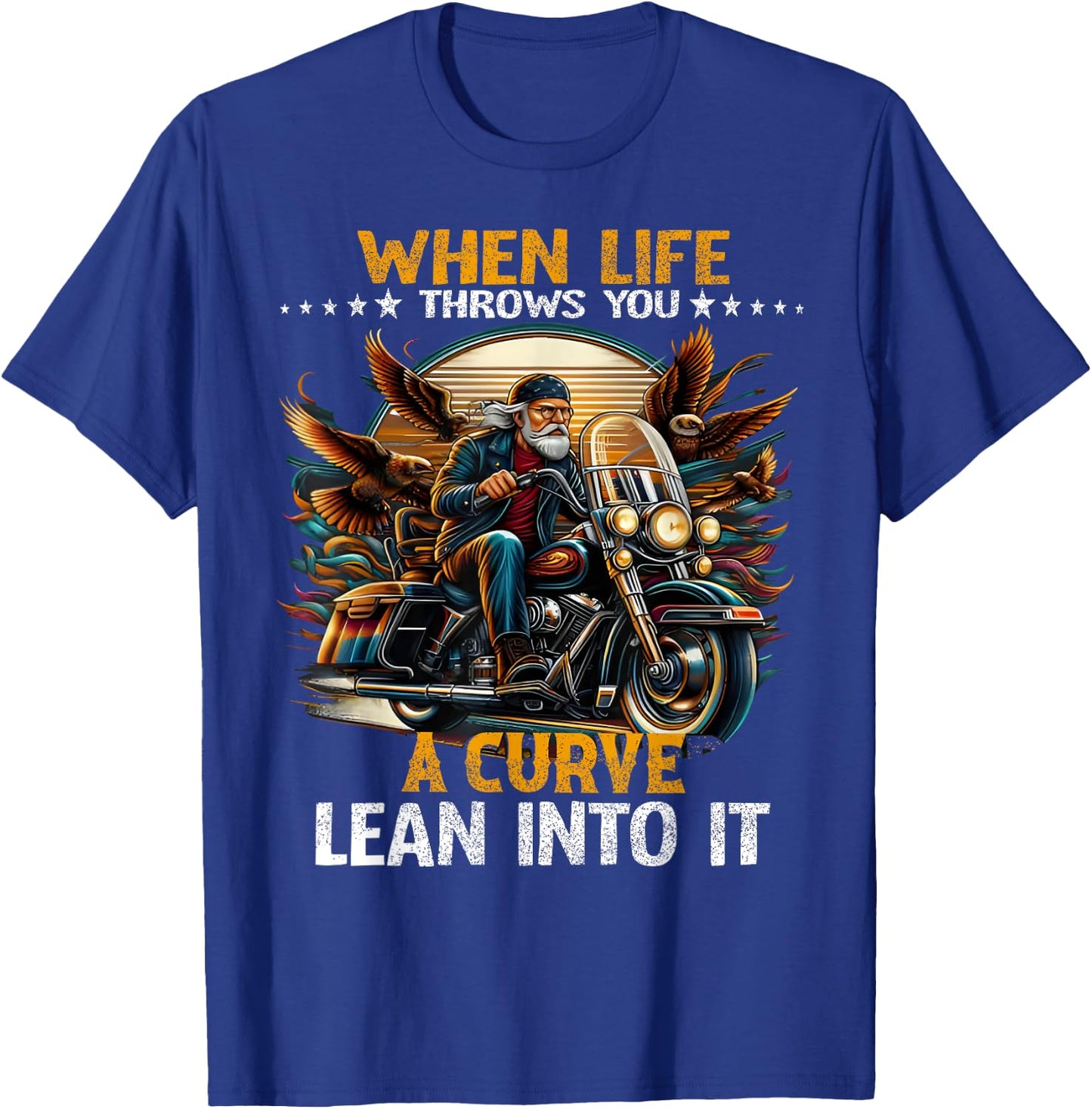 Biker When Life Throws You A Curve Grandpa Motorbike T-Shirt - T-Shirt | Royal