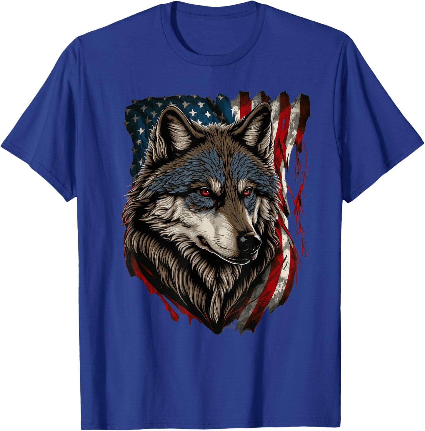 Wolf Outfit Patriotic Wolves 4th Of July USA American Flag T-Shirt - T-Shirt | Royal