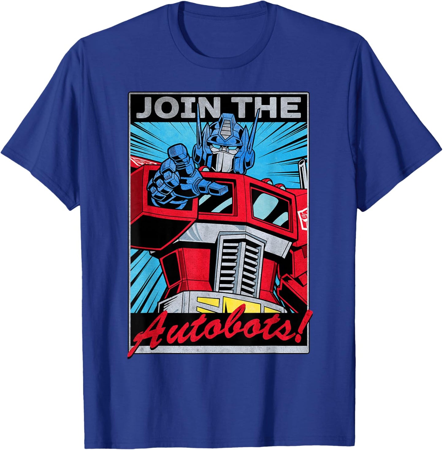 Transformers Optimus Prime Join The Autobots Retro Poster Small T-Shirt - T-Shirt | Royal
