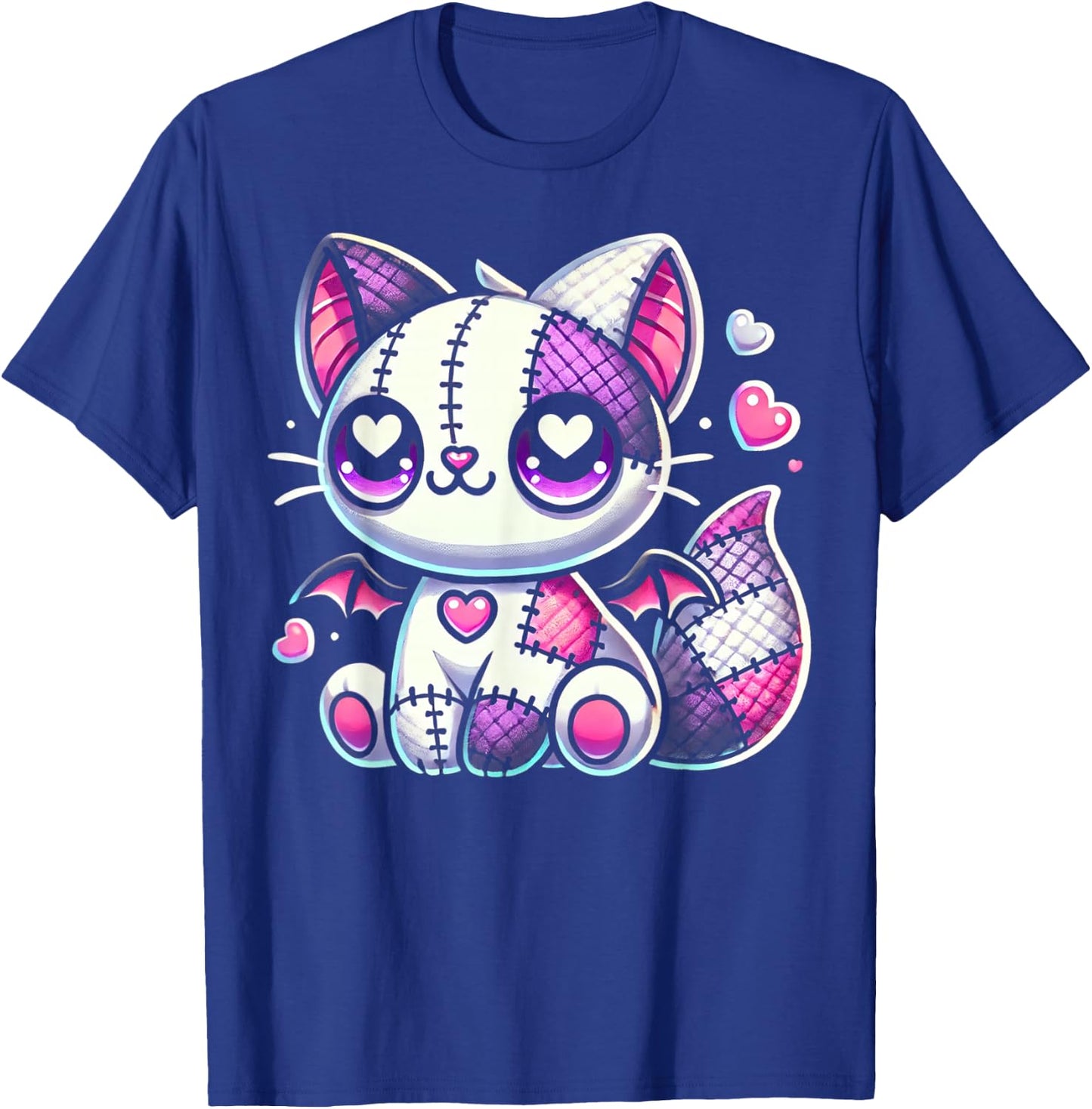 Kawaii Pastel Goth Creepy and Witchy Zombie Patchwork Cat T-Shirt - T-Shirt | Royal