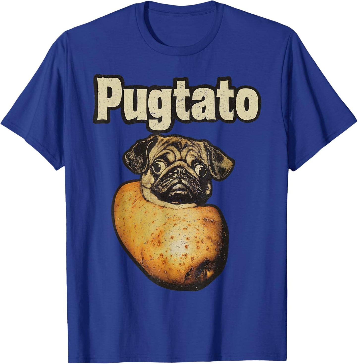 Pugtato Potato Pug Retro – Pun Funny Dog T-Shirt - T-Shirt | Royal