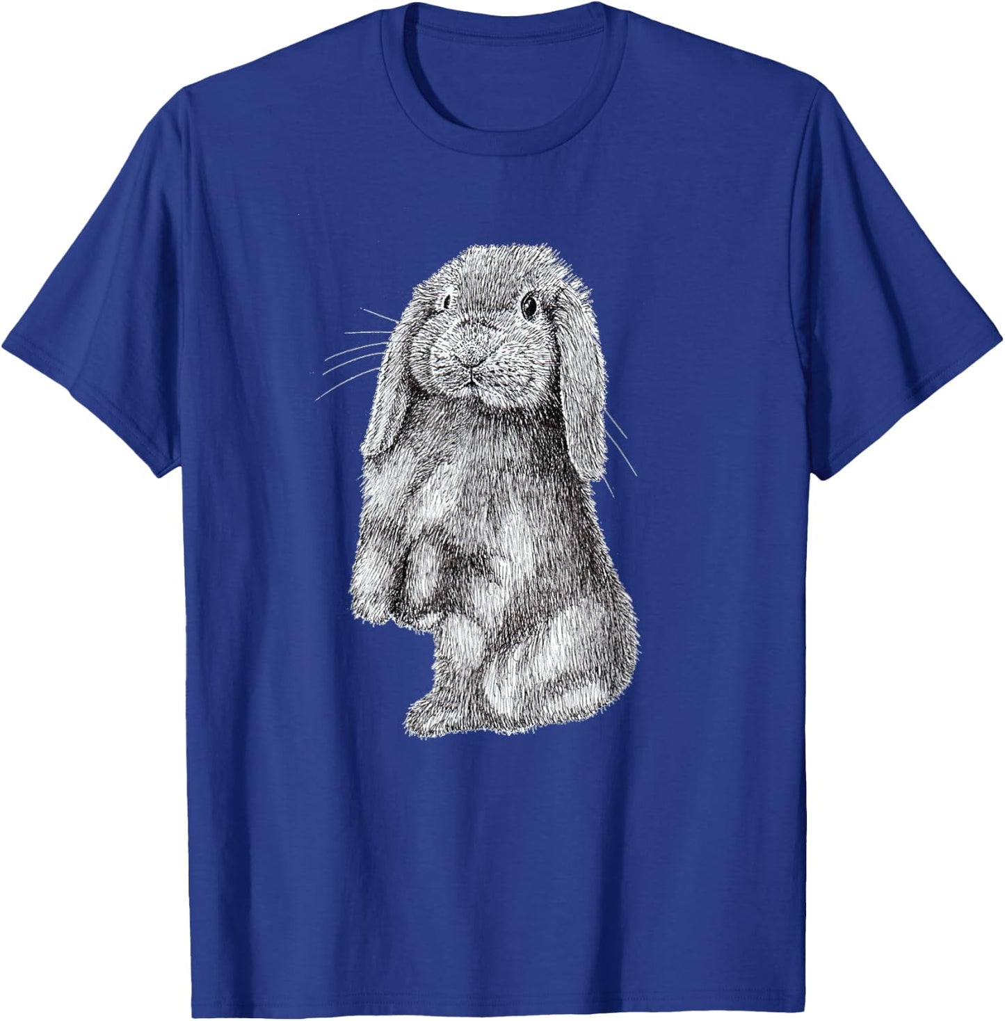 Lop Eared Bunny Rabbit Sitting Drawing T-Shirt - T-Shirt | Royal