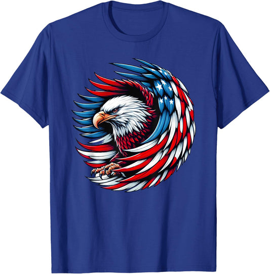 American Bald Eagle USA Flag 4th of July Patriotic Eagle Kids Men T-Shirt - T-Shirt | Royal