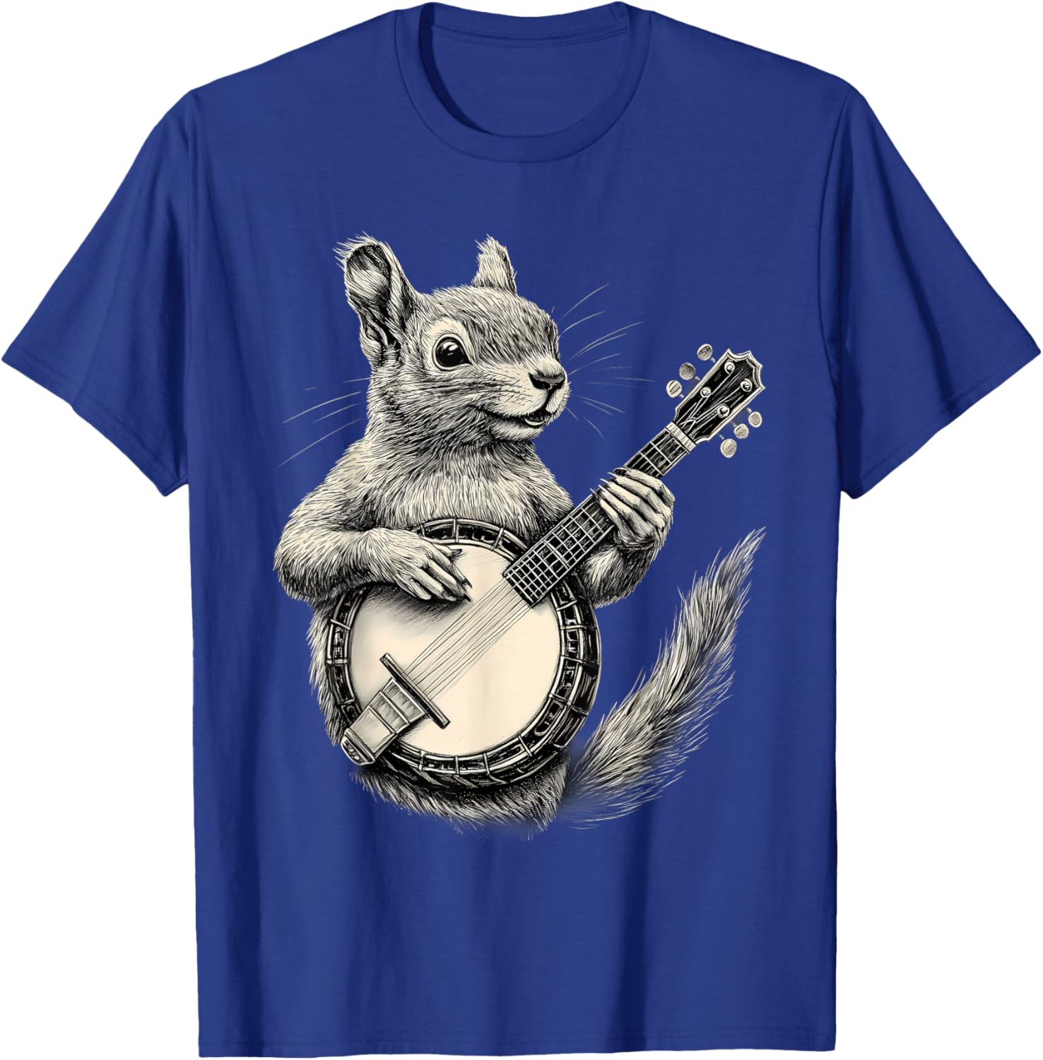 Banjo Squirrel Bluegrass Banjo Player Squirrel Playing Banjo T-Shirt - T-Shirt | Royal