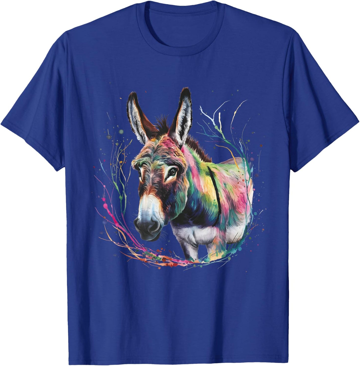 Donkey Men Woman Colorful Watercolor Donkey T-Shirt - T-Shirt | Royal