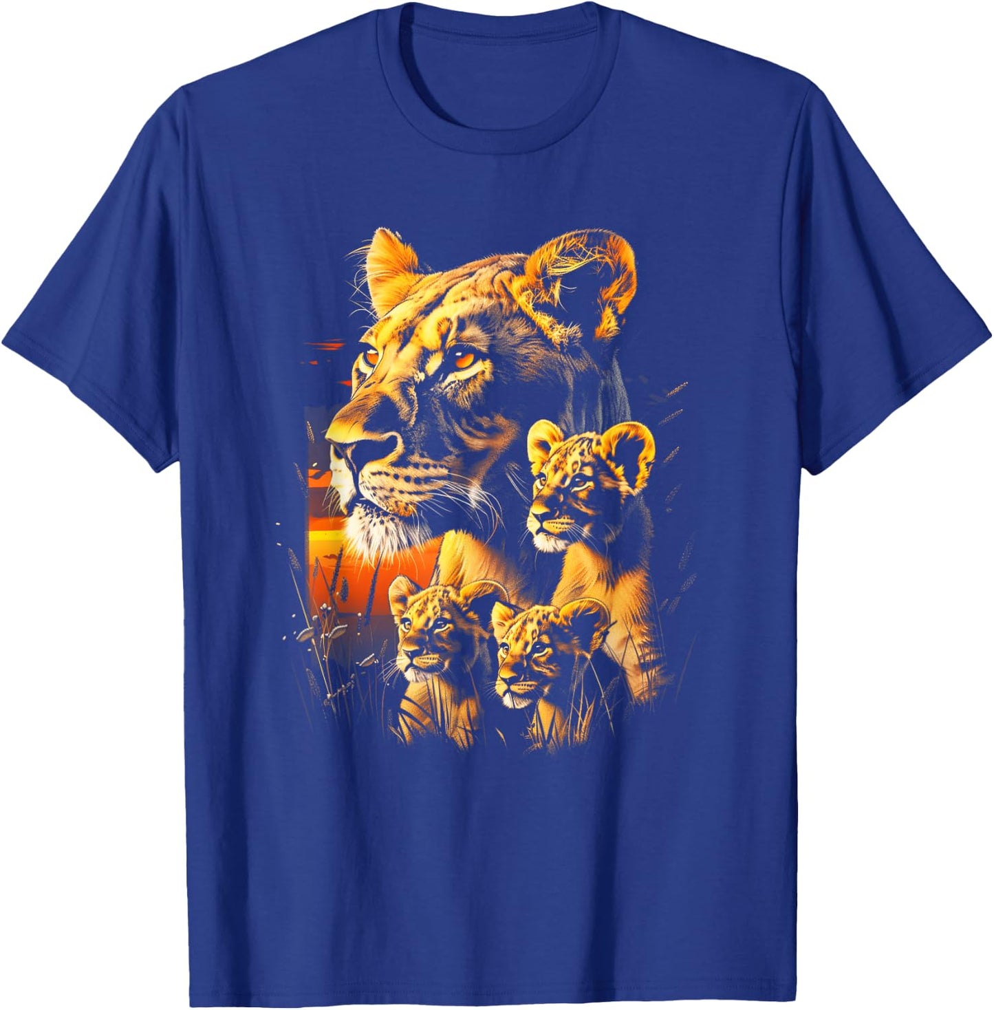 Lioness Cubs African Sunset Lion family Lion cubs T-Shirt - T-Shirt | Royal