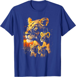 Lioness Cubs African Sunset Lion family Lion cubs T-Shirt - T-Shirt | Royal