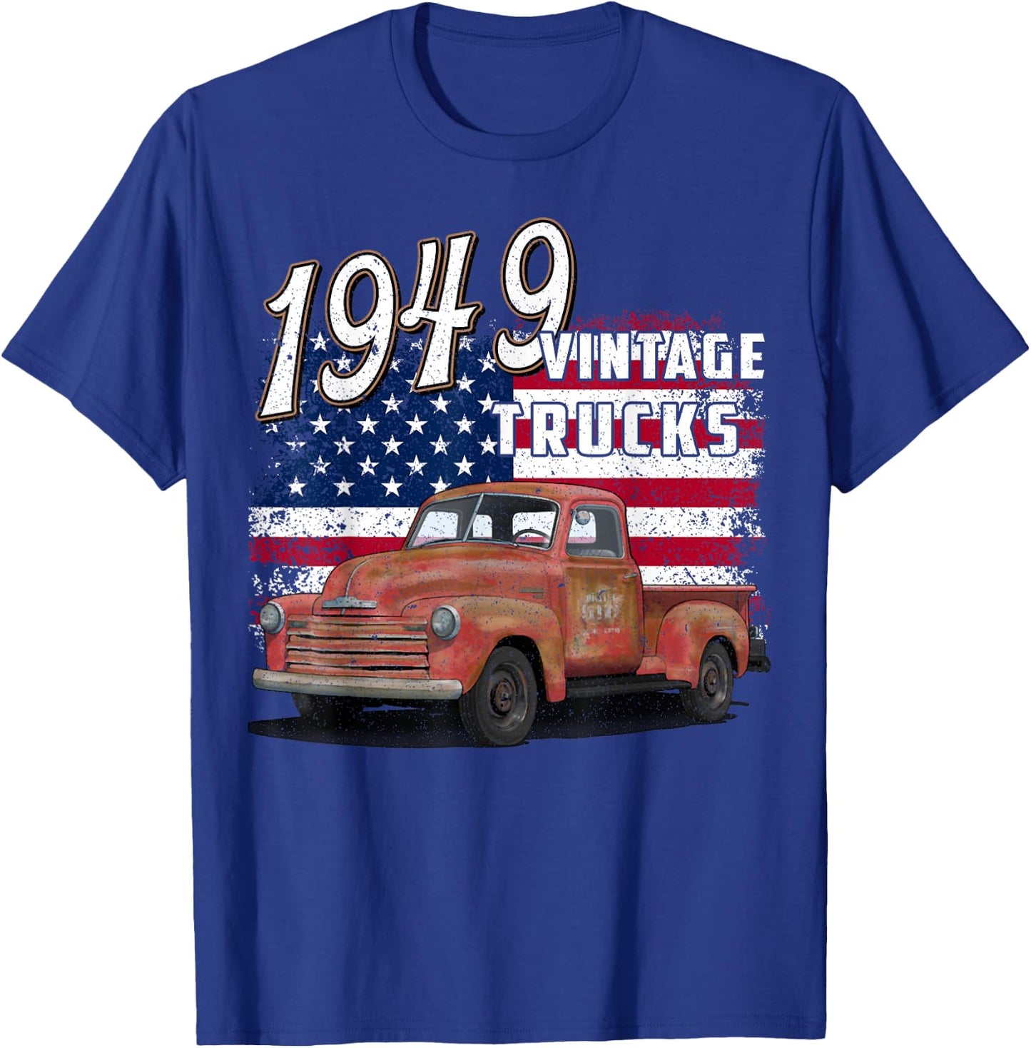 1949 49 Truck Classic Car 1940s Vintage American Flag T-Shirt - T-Shirt | Royal