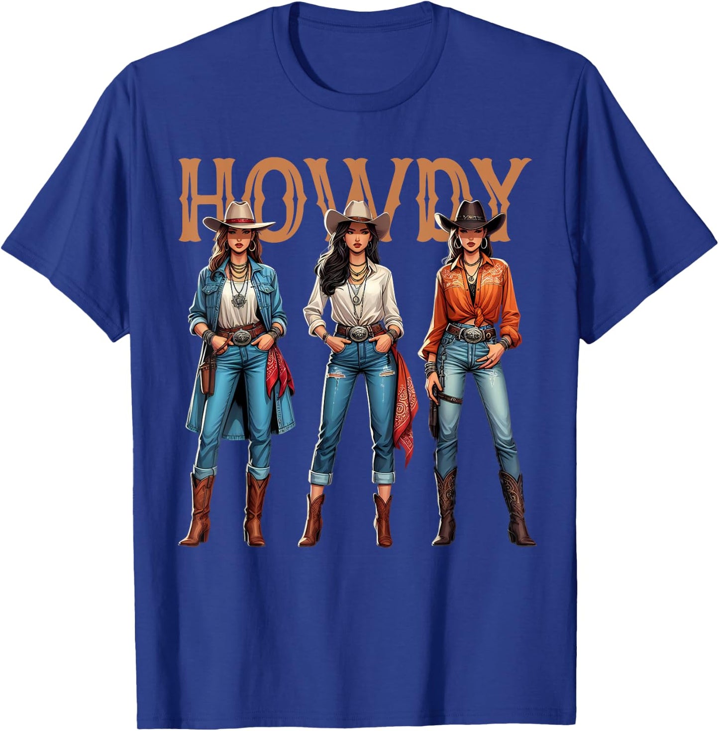 Women Western Cowgirl Rodeo Melanin History Texas T-Shirt - T-Shirt | Royal