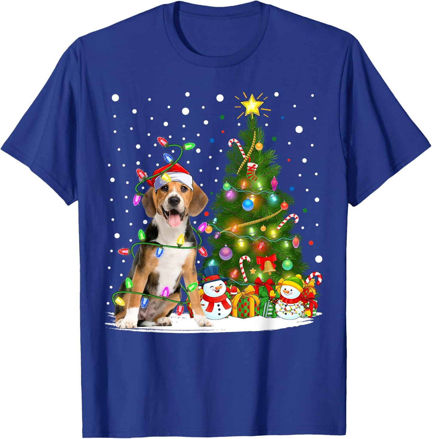 Santa Beagle Dog Xmas Tree Lighting Beagle Christmas Men Women Kids T-Shirt - T-Shirt | Royal