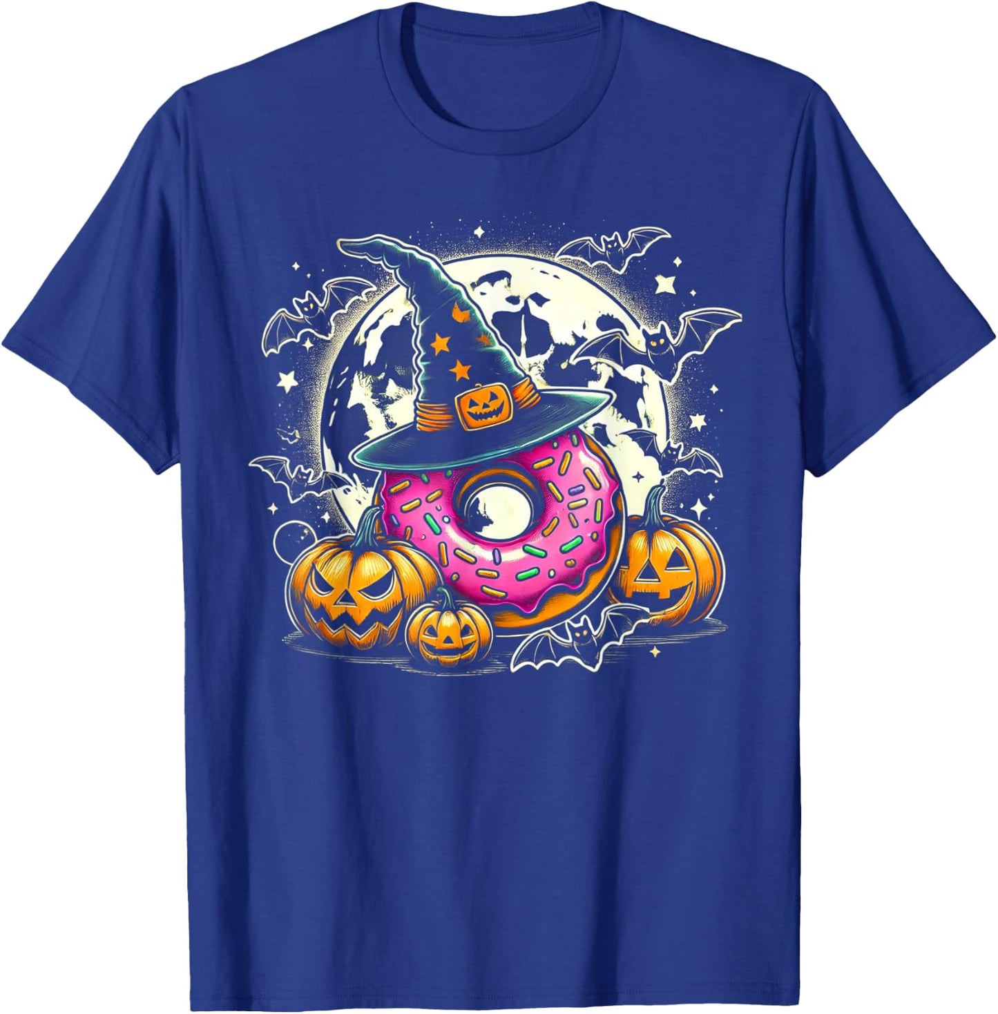 Donut Witch Halloween - Spooky Pumpkin Art T-Shirt - T-Shirt | Royal