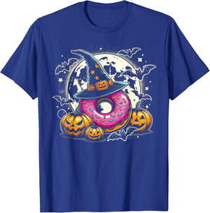 Donut Witch Halloween - Spooky Pumpkin Art T-Shirt - T-Shirt | Royal
