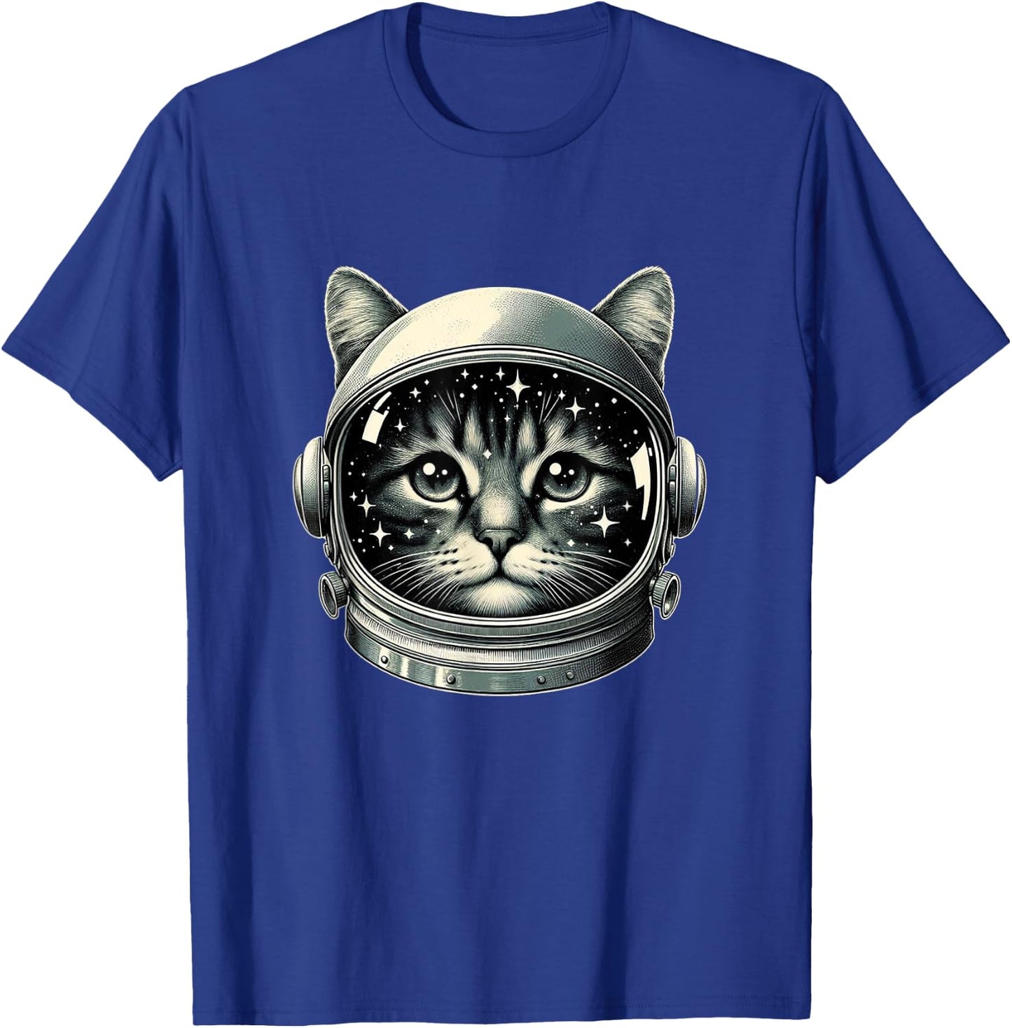 Space Cat Funny Cosmic Astronaut Cat Cute Retro Galaxy Cat Men Women Kids T-Shirt - T-Shirt | Royal