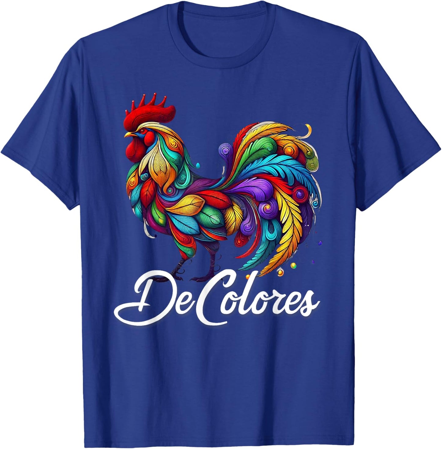 DeColores Cursillo Rainbow Rooster Catholic T-Shirt - T-Shirt | Royal