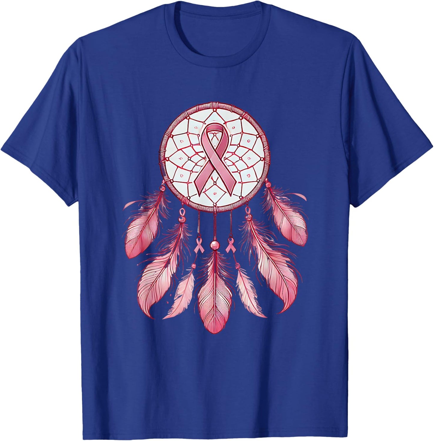 Pink Ribbon Native Indian DreamCatcher Art Breast Cancer T-Shirt - T-Shirt | Royal